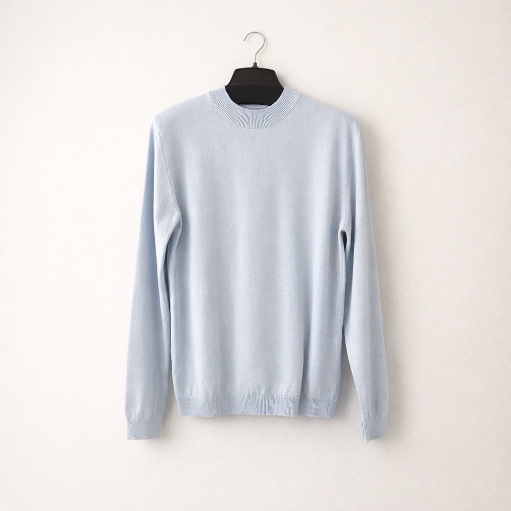 Iris & Ink Cotton Cashmere Knit Mockneck Pullover - Italy - Large